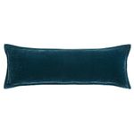 HiEnd Accents Stella Faux Silk Velvet Lumbar Pillow, 14x42 inch, Teal, Romantic Western Modern Traditional Style Luxury Bedding, Decorative Throw Pillow