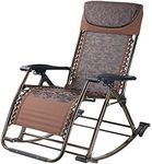 Dravizon Folding Portable Zero Gravity Recliner Garden Lounge Chair, Relaxation Sun Lounger with Cushion for Garden, Balcony, Beach Terrace (Brown)