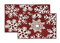 LANE LINEN Christmas Bathroom Rugs, Soft Absorbent Premium Bath Rugs for Bathroom Non Slip, 2 Piece Bathroom Rug Set, Washable Bathroom Rugs, Bath Mats for Bathroom (20' x 32'/17' x 24'- Snowflake)