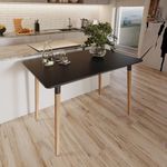 URBNLIVING 110cm Rectangle Scandi Style Modern Kitchen Wooden Dining Table Living Room Home Furniture Office Meeting Table (Black)