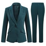 YFFUSHI Women 2-Piece Trouser-Suit Jacket Ladies Formal Office Business Blazer Coat,Green,M