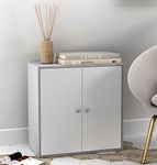 URBNLIVING 2 Tier Wooden Storage Cabinet (Grey Cabinet + White Doors), H 60 W 60 D 30 (FP-634)