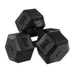 Holdfiturn 2Pcs Hexagon Dumbbell 10kg Dumbbell Set Hand Weight Set Cast Iron Dumbbells Fitness Equipment for Strength Training Home Workout Aerobic Gym Black