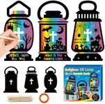 BeYumi Halloween Lamp Scratch Cards - 60Pcs Halloween Religious Oil Lamp Scratch Card for Kids Jesus Lights The Way DIY Magic Christian Scratch Paper Sunday School Classroom Party Activity Art Project