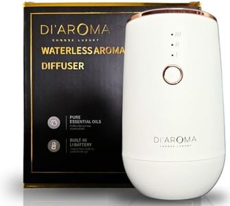 Di'Aroma Waterless Portable Aroma Oil Diffuser (White) Rechargeable USB Type-C, Aromatherapy 100% Pure Concentrated Essential Oil Nebulising Diffuser for Car, Office, Home, Bedroom,Spa.