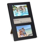 4x6 Picture Frame Black - Solid Wood Dual Photo Frame for Desk or Wall - Vertical Photograph Frame with Heart Warming Memories Quote for Couples, Mom, Dad, Family