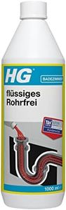HG flüssiges Rohrfrei 1L, beseitigt effektiv und zielgerichtet Abflussverstopfungen im Bad, geeignet für Waschbecken, Dusche und Badewanne, sicher für alle Abflussrohre - 1 L