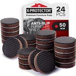 Non-Slip Furniture Pads 24 PCS 50 MM X-Protector - Furniture Feet Pads for Metal Legs - Premium Sofa Feet Protectors for Wooden Floors - Round Floor Protector Pads – Keep your furniture in place!