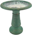 Arcadia Garden Products BB04 Fiberclay Bird Bath Outdoor Garden Decor, Antique Vintage Weather Resistant Water Bowl for Backyard and Patio and, 20 Tall, Green, 19.5 by 11.5 by 20.5-Inches