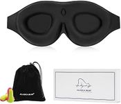 ALASKA BEAR 100% Blackout Sleep Mask for Women and Men, 3D Pillowy Soft Light Blocking Eye Mask with Contoured Eye Cups, Earplugs Set, Black