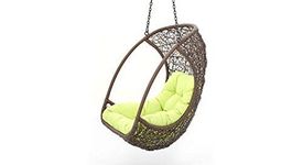 Hindoro Hanging Balcony Single Seater Swing with Cushion (Standard, Brown)