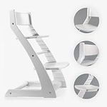 FORNEL Wooden High Chair for Babies and Toddlers - Adjustable Height Easy to Clean Toddler Highchair - Kids Dining Chair from 3 Years to 200 Lb, Grow with Child - White