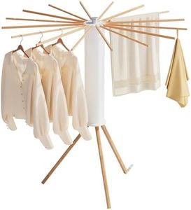 Delysia King Tripod Clothes Drying Rack,Portable and Foldable Laundry Hanging Rack Space Saving Collapsible Clothing Rack（Wooden）…