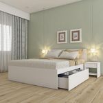 Studio Kook Aztecc Right Engineered Wood Queen Bed with 1 Drawer Right Matte Finish (Moonshine White)
