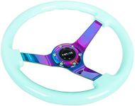 NRG Innovations Reinforced RST-036MF-MC 350mm 3" Deep Dish Neo Chrome Spoke Mint Fresh Wood Grain Steering Wheel