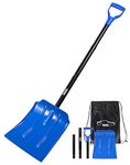 SEG Direct 47" Snow Shovel Collapsible, Large Aluminum Shovel Spade for Winter, Emergency Shovel for Car Snowmobile, Lightweight Portable Scoop for Driveway Camping Garden with Carrying Bag, Blue