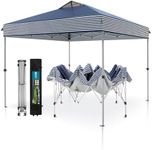 PHI VILLA Pop Up Canopy 10 10 Tents for Parties with Wheeled Bag, Portable Lightweight Folding w/Adjustable Height,Blue and White Stripes