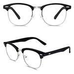 Happy Store Retro Fake Non Prescription Glasses Clear Lens UV400 Matte Black,CN56