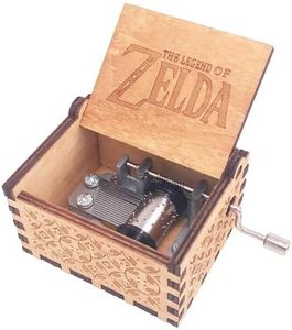 The Legend of Zelda Music Box Hand Crank Musical Box Carved Wooden,Play Zelda:Song of Storms from Ocarina of Time,Brown