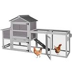Aivituvin Chicken Coop Mobile Expandable Chicken House for Outdoor with Wheels, Nesting Box, Leakproof Pull-on Tray and UV-Resistant Roof Panel