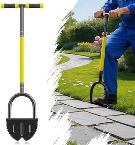 Half Moon Edger Lawn Tool with Double V-Shaped Saw-Tooth Blade & Rubber T-Grip, 40in Edging Shovel for Landscaping, Garden Edging Tool for Landscaping, Manual Lawn Edger Tools for Garden Maintenance