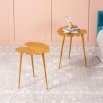 nestroots Side Table for Living Room Set of 2 Bed Side Table for Bedroom | Corner Table for Living Room décor Metallic end Table Leaf (21 inch Height, Gold)