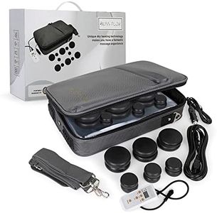 BlissFlow Massage Stone Warmer Set - Portable Heater Travel Carrying Bag - 12 Basalt Heating - Electric & Digital Control Heating Stone Warmer
