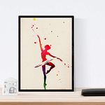 Nacnic Film for framing Ballet Ballerina Style Watercolour. Poster printed with Images of Dance To Style Watercolour. Film Ballet. Home Decor. Sheets for framing Paper 250 Grams