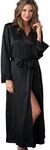 Julianna Rae Women's 100% Silk Robe, Lace Trim, Indulgence Collection, Ink, XS