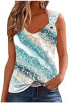 oelaio Cute Tank Tops for Women Workout,Sleeveless Scoop Neck Printed O Ring Shoulder Tank Tops Loose Fitted Basic Shirts,Green,X-Large