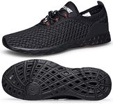 DOUSSPRT Men's Water Shoes Quick Drying Sports Aqua Shoes DarkBlack Size 15