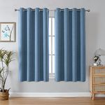 CUCRAF Noise Reducing Blackout Curtains,Sun Blocking Thermal Linen Eyelet Curtains for Living Room, Sky Blue, 2 Panels, W52 x L63 inch