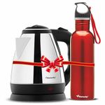 Butterfly EKN Stainless Steel Electric Kettle 1.5L + Eco SS Water Bottle 750ml Combo | Auto Shut Off | Dry Boil Protection | Coffee, Tea, Soup, Noodles | Home, Office, Travel, Kitchen Bottle