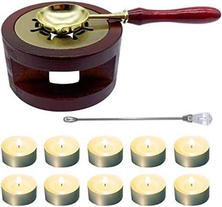 Wax Seal Warmer Furnace Kit Melting Furnace Tool Wax Seal Stamp Warmer Stand with Wax Seal Spoon & Wax Seal Stir Stick and Tealight Candles Set for Wedding Wax Envelope Seal Stamp (Redwood B)