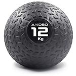 Kobo CTA-40 Slam Ball 12 Kg (Dead Bounce) Rubber Classic, Strength and Conditioning Cross Training WODs, Plyometric and Core Training, Squats, Lunges, Wall Exercises (Imported), 12Kg (Black)