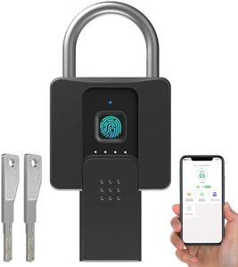 Anweller Fingerprint Padlock with Key Backup, Weatherproof Biometric Bluetooth APP Controlled Keyless Smart Electronic Combination Lock for Outdoor Fence Gate Pool Shed Gym Locker Yard Truck