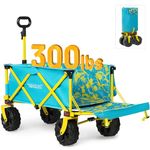 Old Bahama Bay 49 Inch Extra Long Beach Wagon with Big Wheels for Sand, Collapsible Utility Beach Cart Heavy Duty Folding Wagon,Ideal for Outdoor Sand Camping Garden Pet