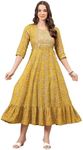 Indian Womens Anarkali Long Kurta Kurtis for Women (Yellow-L)