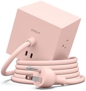 Avolt Square 1 New Pink Power Strip Cube, 5.9ft, 3 Outlets, 2 USB-C
