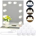 Dbmoon Glowseri Led Vanity Mirror Lights With 10 Dimmable Bulbs 3 Color Modes, Hollywood Style Makeup Lights For Dressing Table Mirror, With Usb Power Cable (Mirror And Adapter Not Included)
