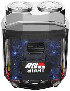 Cyberpunk Mini Electric Shaver, Portable Electric Razor for Men, Travel Shaver with Smart Display, IPX7 Waterproof, Wet & Dry Shaving, Rechargeable Cordless Rotary Shaver for Home, Office, Car, Gifts