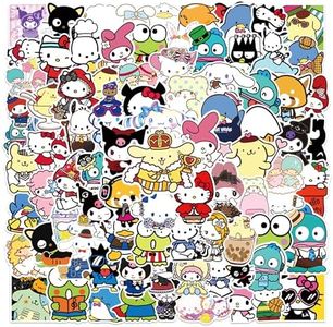 Pirtynnuf 104Pcs Sanriio Stickers Hello Kittty Stickers Mymelody&Kuromii Stickers for Water Bottle Laptop Computer Phone Case Luggage Notebook Skateboard Lunchbox Decals Gifts for Kids Teen Adults