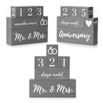 Wedding Countdown Sign - Countdown Calendar Wedding Plaque - Cute Wedding Planning Gifts, Engagement Gifts, Gifts for Fiance - Rustic Wedding Decorations, Engagement Decorations (Grey)