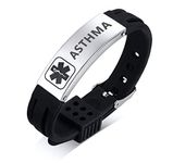 PJ JEWELLERY ASTHMA Silicone Comfort Sport Wristband Emergency Medical Alert ID Bracelet for Men Women Kid