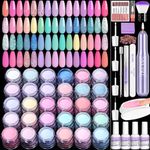 SAVILAND Dip Powder Nail Kit with Drill: 30 Colors Keratin Nail Dip Powder Kit All-in-1 with Complete Dip Powder Liquid Set Dip Base & Top Activator Brush Saver for French Nail Art Manicure Salon