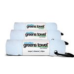 Greens Towel White 3 Pack Golf Towel Set for Golf Bags with Clip, Plush Microfiber Nap Fabric, 16x16, The Original (Pure White)