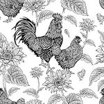 MuralPeel Black and White Rooster Chicken Sunflowers Farm Peel and Stick Wallpaper Self Adhesive Removable Easy Peel Off Stick on Wall Paper for Bedroom Cabinet Renter Friendly