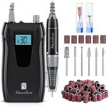MelodySusie Nail Drill Machine, 30000RPM Professional Rechargeable Nail Drills with 8 Bits and 106 Sanding Bands, Cordless Portable Electric E File for Acrylic Gel Nails, Selene, Black