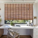 ALIMOO Bamboo Blinds, Roman Blinds for Windows, Roll Up Light Filtering Window Shades for Doors Indoor Outdoor Home Patio Porch 24" W X 72" L