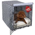 Explore Land Pattern Dog Crate Cover for 24 Inches Wire Cage, Heavy-Duty Polyester Indoor Pet Kennel Covers Universal Fit for 1 2 3 Doors Standard Metal Crate (Morocco)